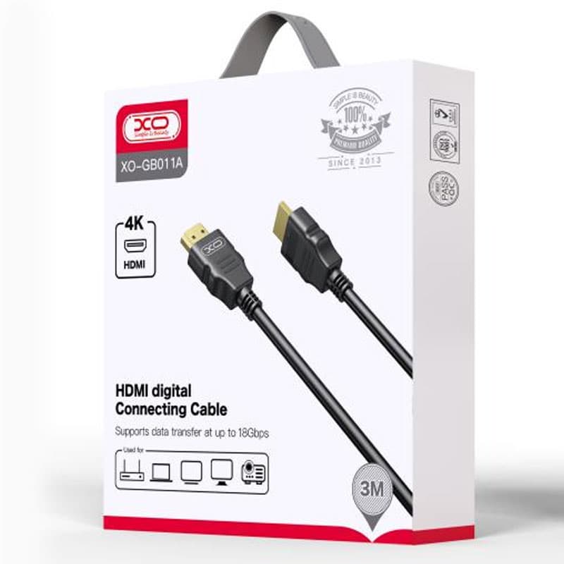 XO (GB011A) - Cablu Audio si Video, HDMI la HDMI, 4K, HD, 3m, Black 1