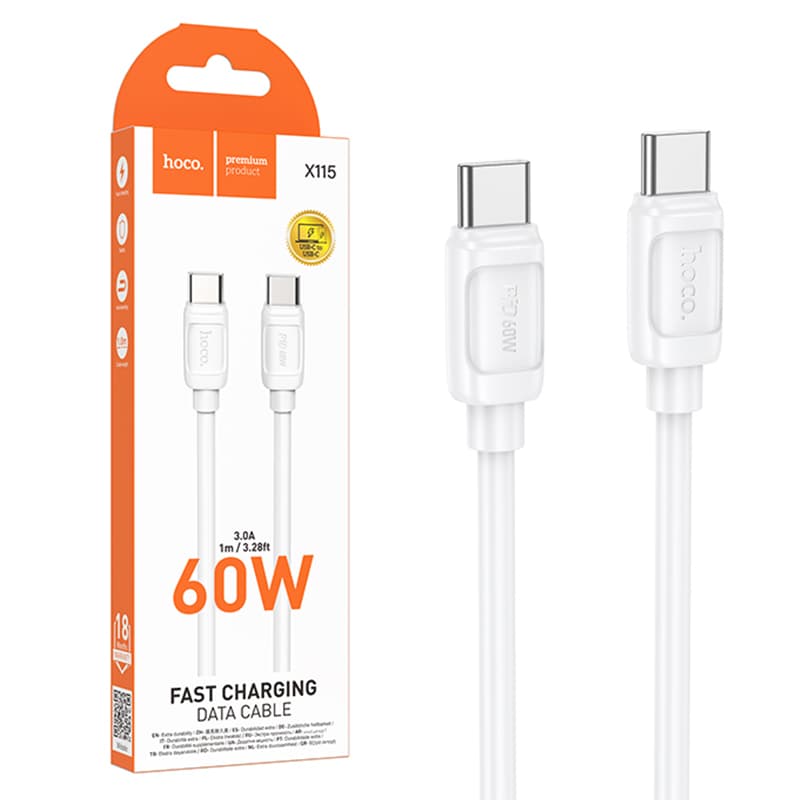 Hoco (X115) - Cablu Date si Incarcare, USB-C, PD60W, QC3.0, 1m, White 1