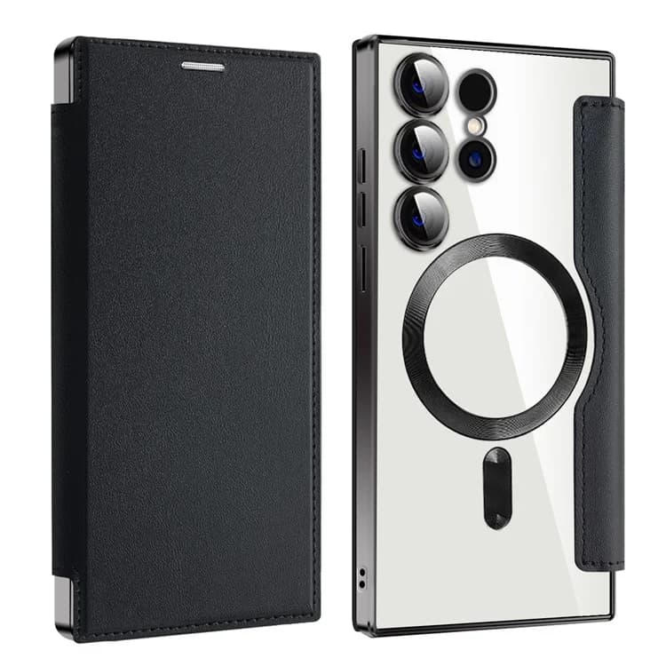 Husa MagFlip » Samsung S24 Ultra, Magnet, RFID protect, Leather, Chrome Edge, Black 1