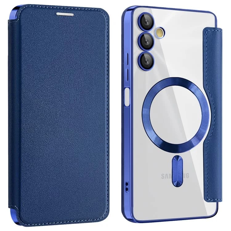 Husa MagFlip » Samsung A05s, Magnet, RFID protect, Leather, Chrome Edge, Navy Blue 1