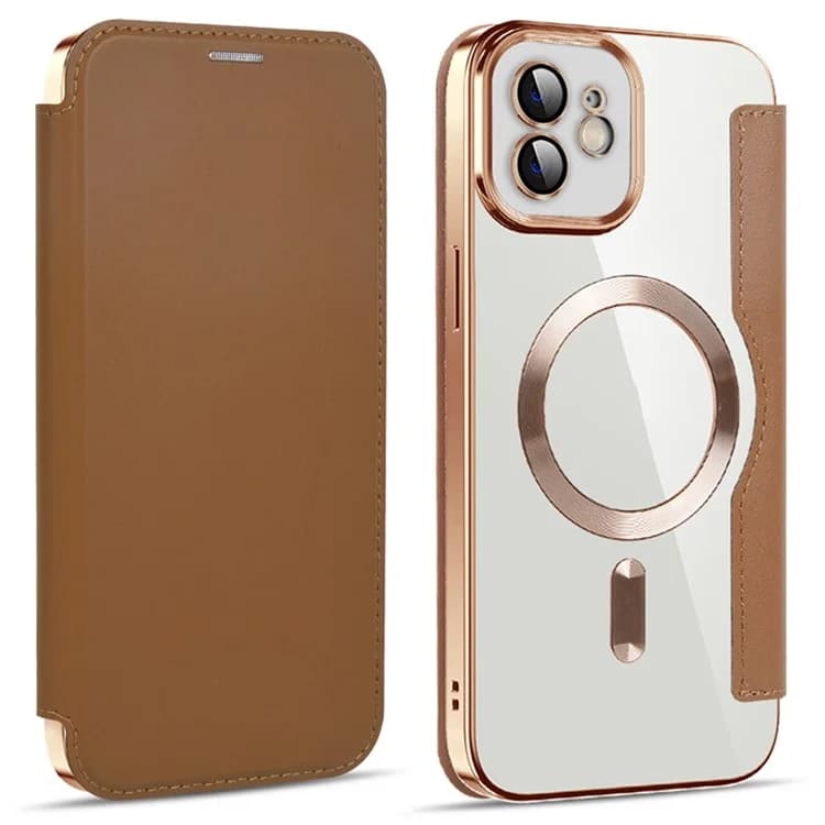 Husa MagFlip » iPhone 11, Magnet, RFID protect, Leather, Chrome Edge, Gold 1