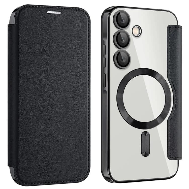 Husa MagFlip » Samsung A55, Magnet, RFID protect, Leather, Chrome Edge, Black 1