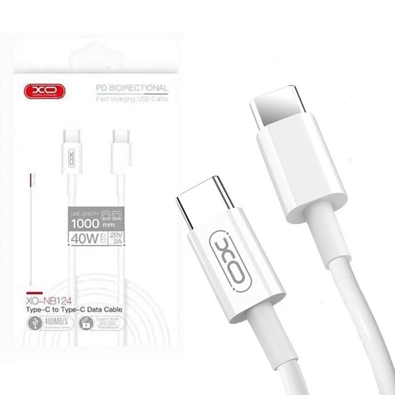 XO (NB124) - Cablu Date si Incarcare, USB-C, PD40W, QC3.0, 1m, White 1