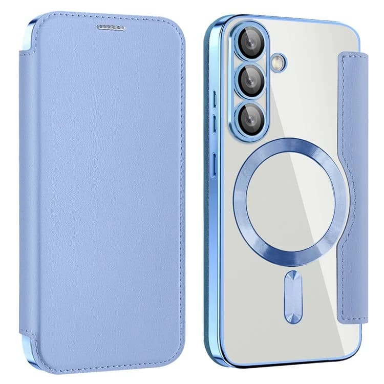 Husa MagFlip » Samsung S25, Magnet, RFID protect, Leather, Chrome Edge, Sky Blue 1