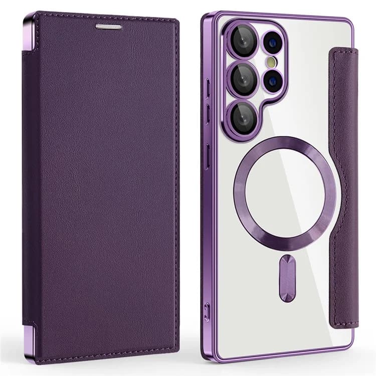 Husa MagFlip » Samsung S25 Ultra, Magnet, RFID protect, Leather, Chrome Edge, Purple 1