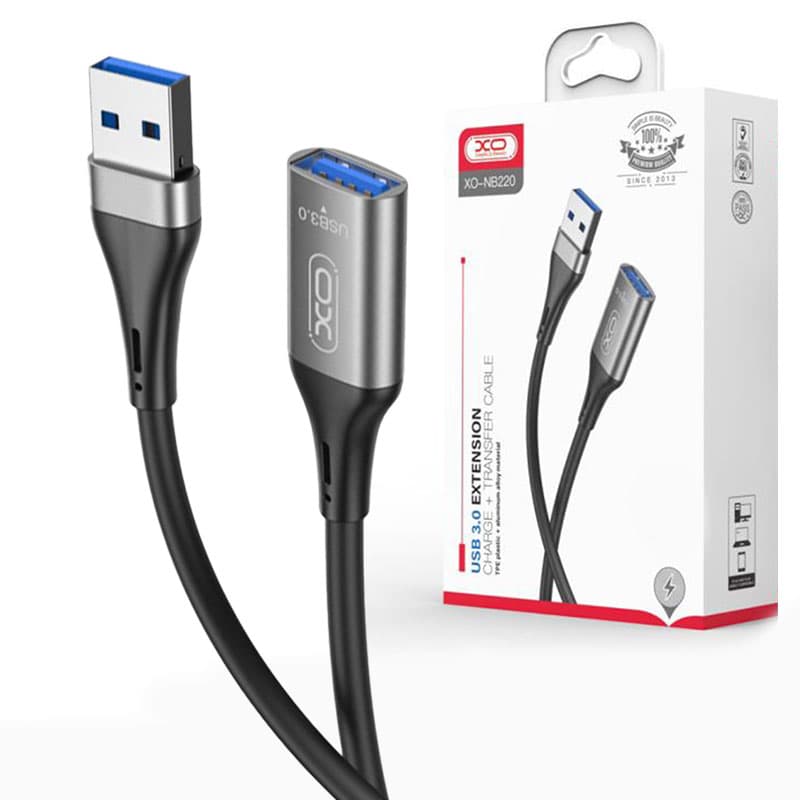 XO (NB220) - Cablu Date si Incarcare, USB-A 3.0 (M) - la USB-A 3.0 (F) - ~5GB speed, 2m, Black 1