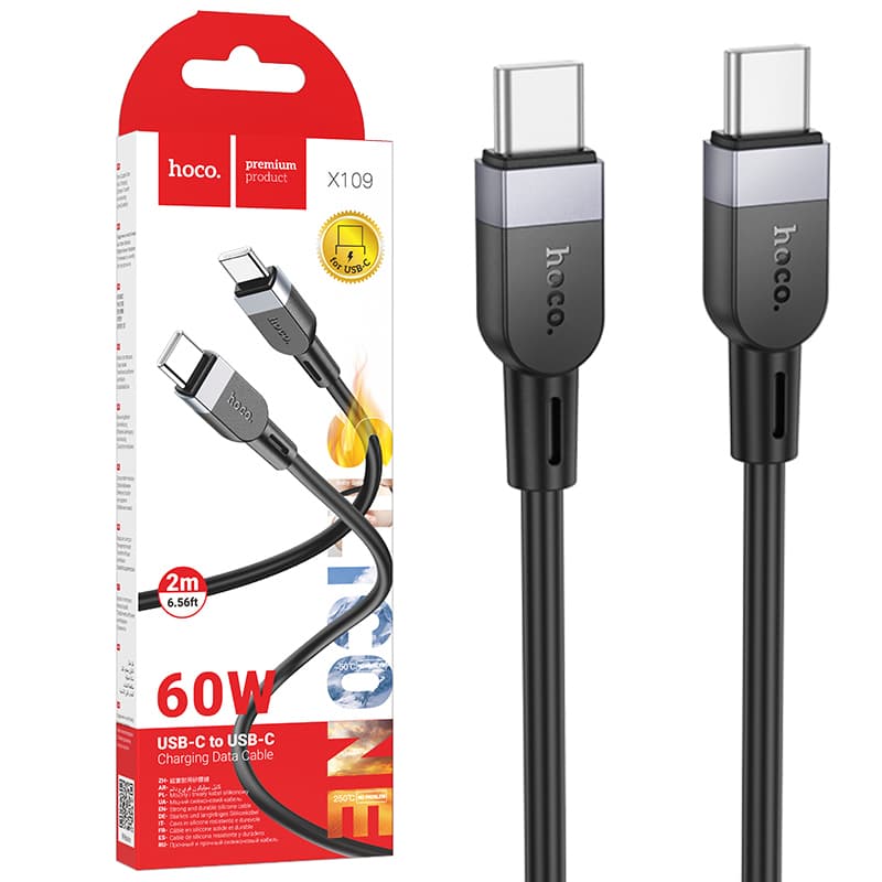 Hoco (X109) - Cablu Date si Incarcare, USB-C, PD60W, QC3.0, 3A, 2m, Black 1