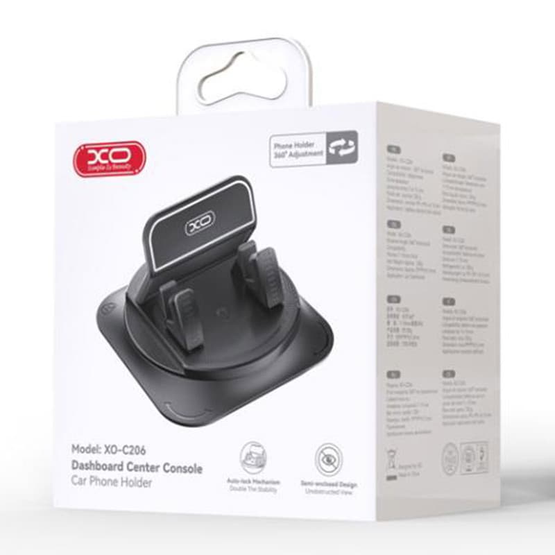 XO (C206) » Suport Auto, Montaj adeziv pentru tabloul de bord al consolei centrale, Black 1