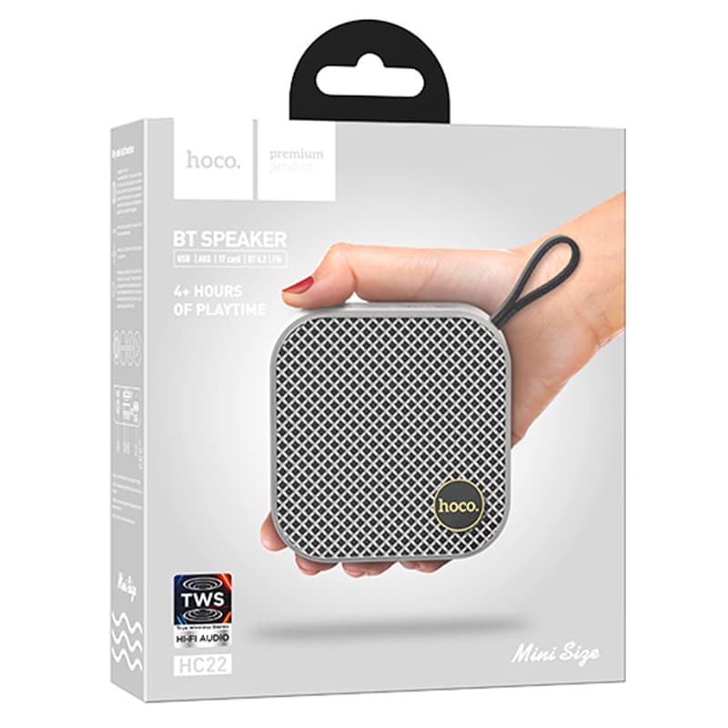 Hoco (HC22) - Boxa portabila, TWS, BT 5.2 Wireless, 5W, Auspicious Compact, Grey 1