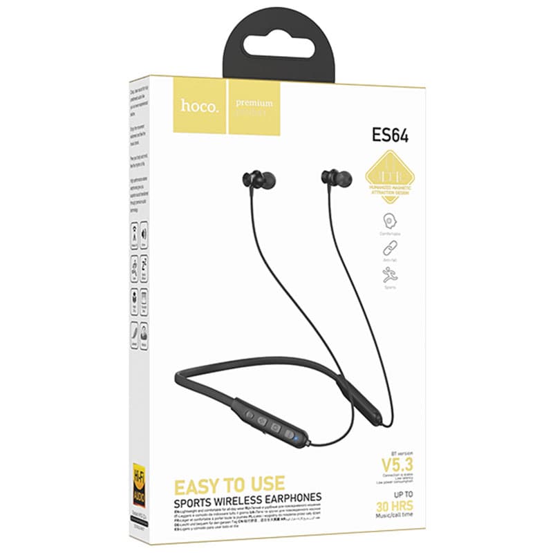 Hoco (ES64) - Casti Wireless, InEar, Neck-Mount, BT 5.3, 200mAh, 30h, Black 1