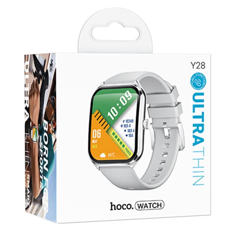 Hoco (Y28) - Ceas SmartWatch, Sport, BT 5.2, Amoled, functie de apel, 200mAh, Multilanguage, Silver 1