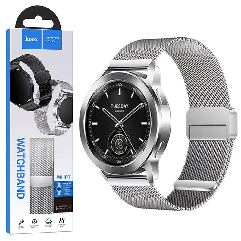 Hoco (WH07) - Curea metalica, Universala, conectori 22 mm, Magnet, Stainless, Milanese Silver