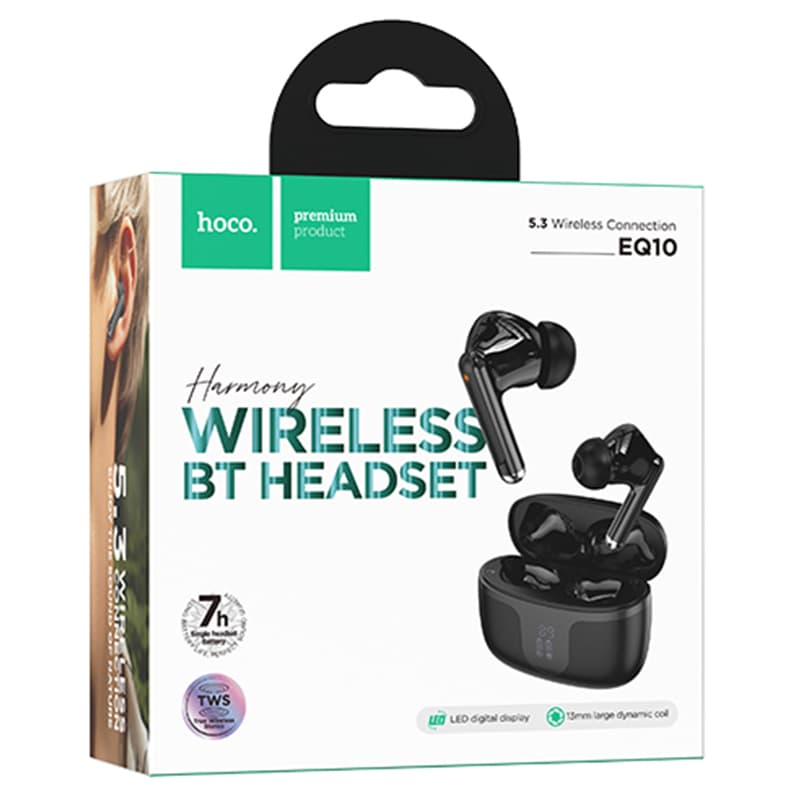 Hoco (EQ10) - Casti Wireless, Ear Buds, BT 5.3, 180h StandBy, 300mAh, Power LED, Harmony, Black 1