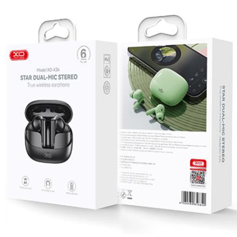 XO (X34) - Casti Wireless, Ear Buds, BT 5.3, 300mAh, Black 1