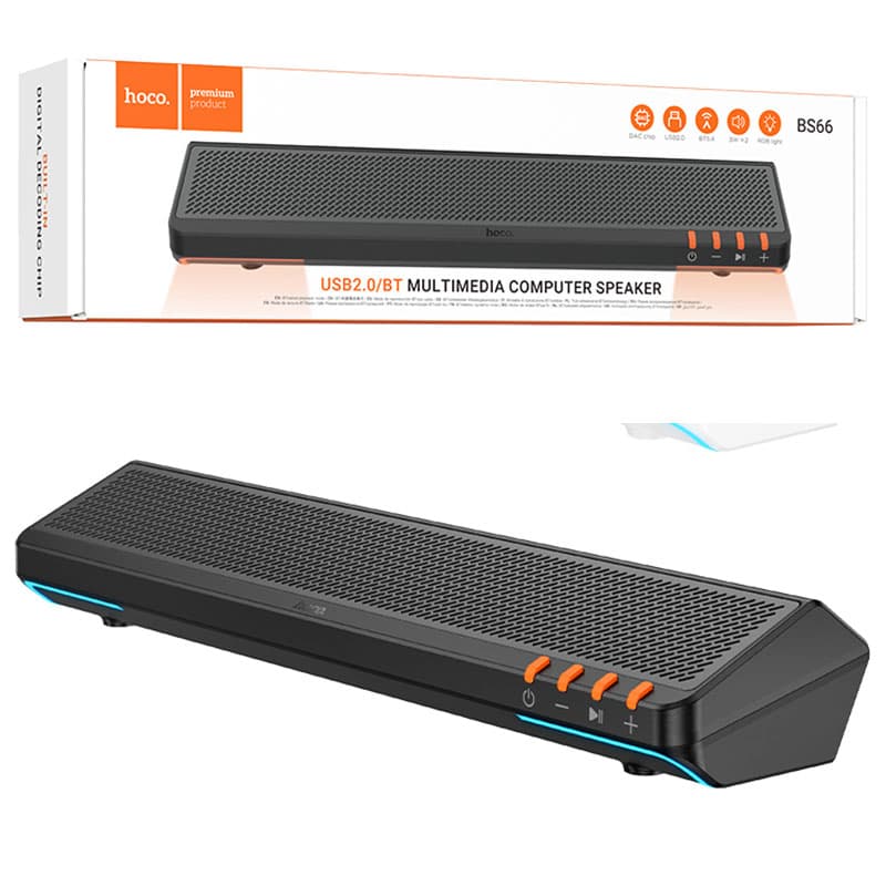 Hoco (BS66) - Boxa Portabila, Bluetooth 5.4, 2 × 3 W, dual-conectivitate BT + USB, BLACK