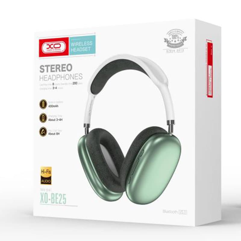 XO (BE25) - Casti Wireless, Over Ear, BT 5.0, 300h StandBy, Gaming, Stereo, Green 1