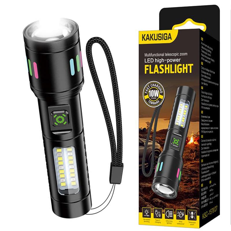 Kaku (KSC-1578) - Lanterna LED, Zoom radius 500m, 5 tiPhoneuri de iluminari, 1200mAh, Black 1