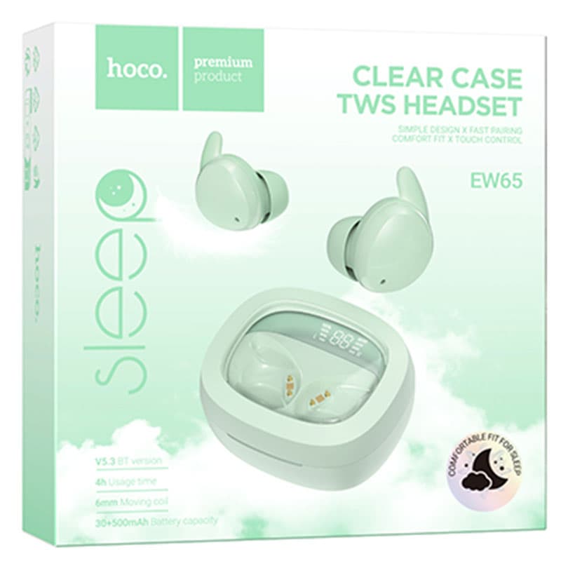 Hoco (EW65) - Casti Wireless, Ear Buds, BT 5.3, 180h StandBy, Noise Cancelling, 500mAh, Green 1
