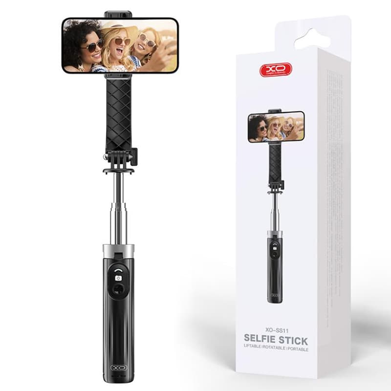 XO (SS11) - Suport Stand, tiPhone Selfie, brat telescopic, 4 picioare, 100cm, Reinforced, Black 1
