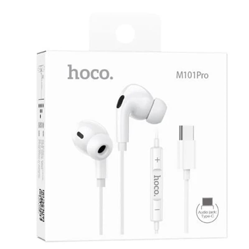 Hoco (M101 Pro) - Casti cu Fir, In Ear, USB-C, 1.2m cablu, Digital Mic, White 1