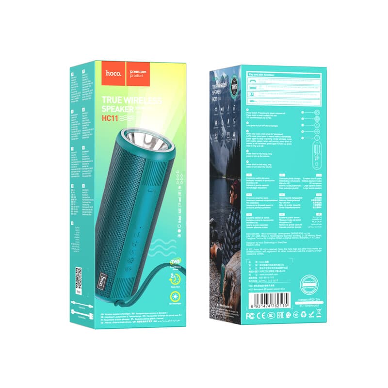 Hoco (HC11) - Boxa portabila, TWS, BT Wireless, Bora Series 2W, Green 1