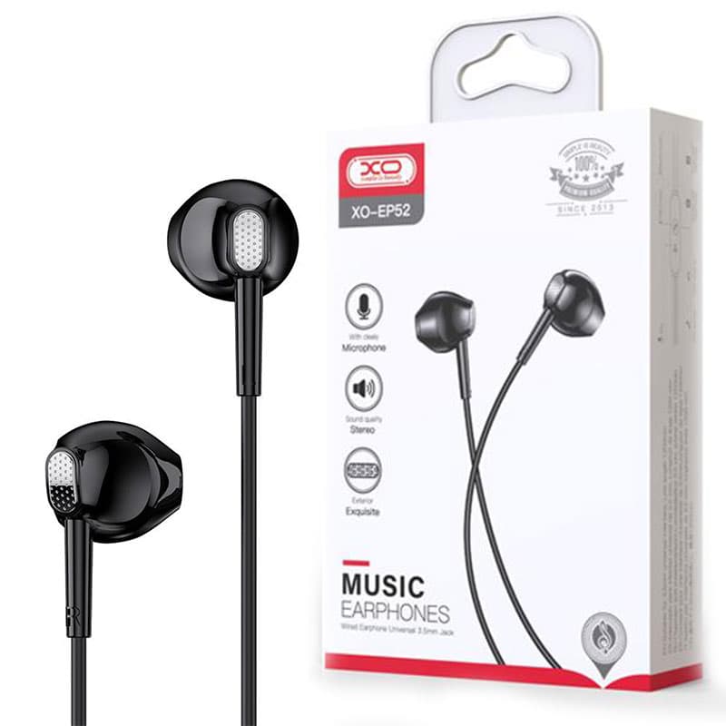 XO (EP52) - Casti cu Fir, In Ear, 3.5mm, 1.2m, Mic &amp; Volume Key, HiFi, Black 1