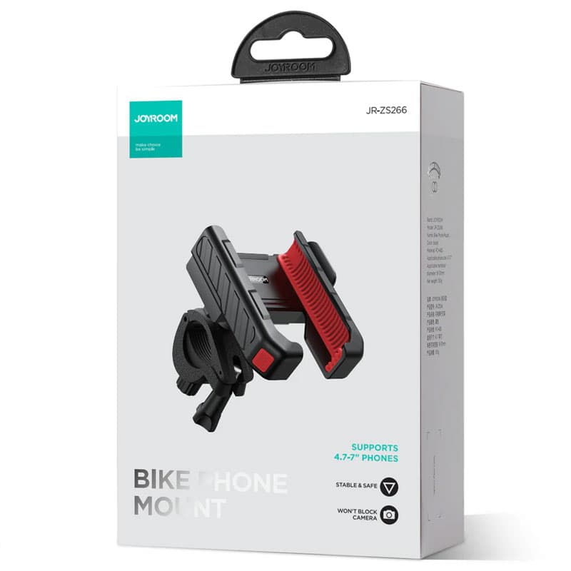 Joyroom (JR-ZS266) - Suport Moto/Bike, cu cleme laterale, montaj Ghidon, 2 Corners, Black/Red 1