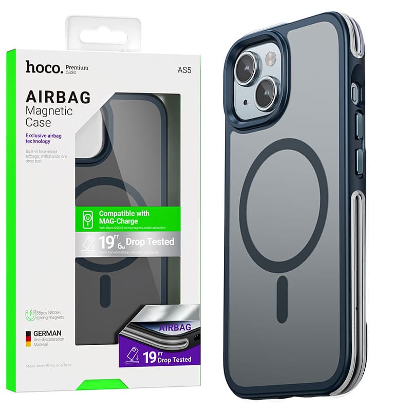 Husa Hoco (AS5) » iPhone 15 Plus - MagSafe, Grip honeEdge, Frosted, Blue 1