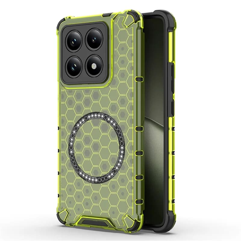 Husa HoneyComb » Xiaomi Redmi Note 14 Pro 5G, Magnet MagCase, AntiDrOppo Corners, Green