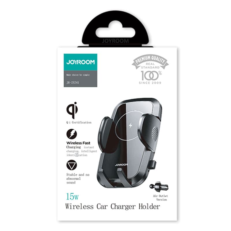 Joyroom (JR-ZS241) - Suport Auto cu incarcare, cu cleme laterale, Ventilatie, cablu USB-C, 1m, Black 1
