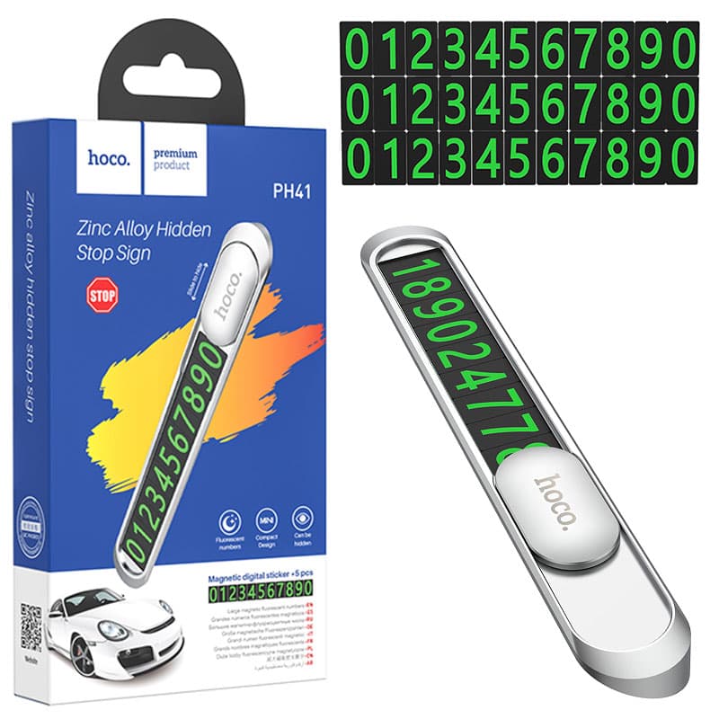 Hoco (PH41) - Numar parcare Temporar, montaj Bord, Metalizat, Silver 1