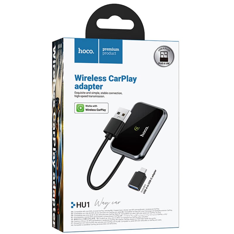 Hoco (HU1) - Adaptor CarPlay, Metallic, Grey 1