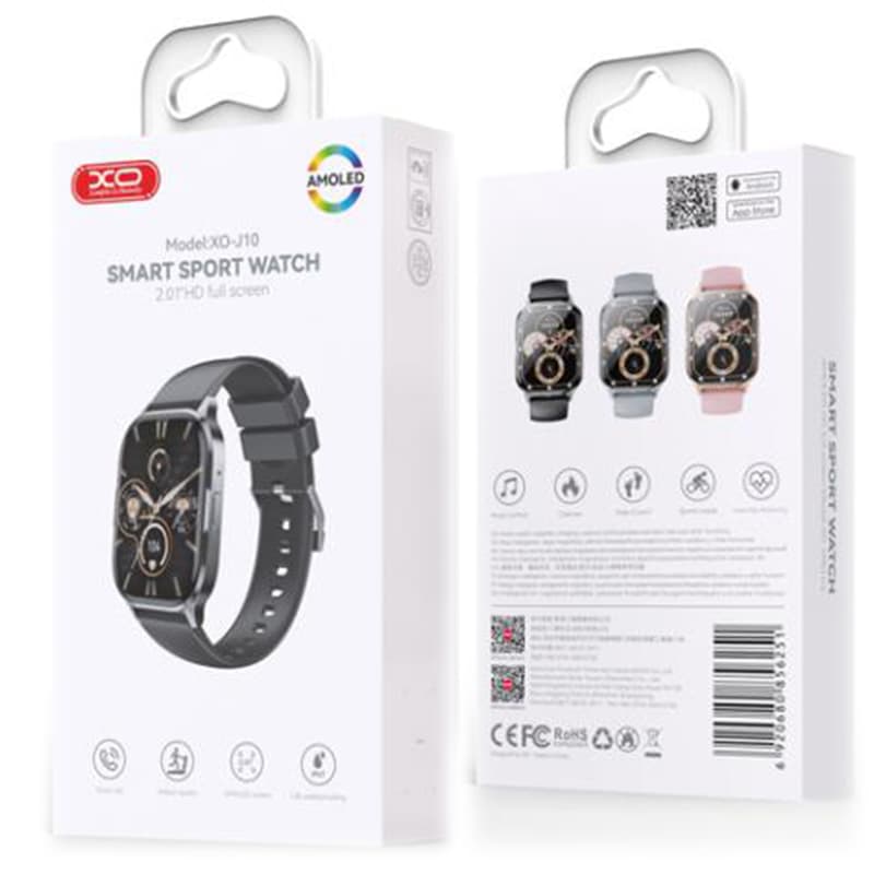 XO(J10) - Ceas SmartWatch, Amoled, BT 5.3, 260mAh, Star Mist, Square Sport, Black 1