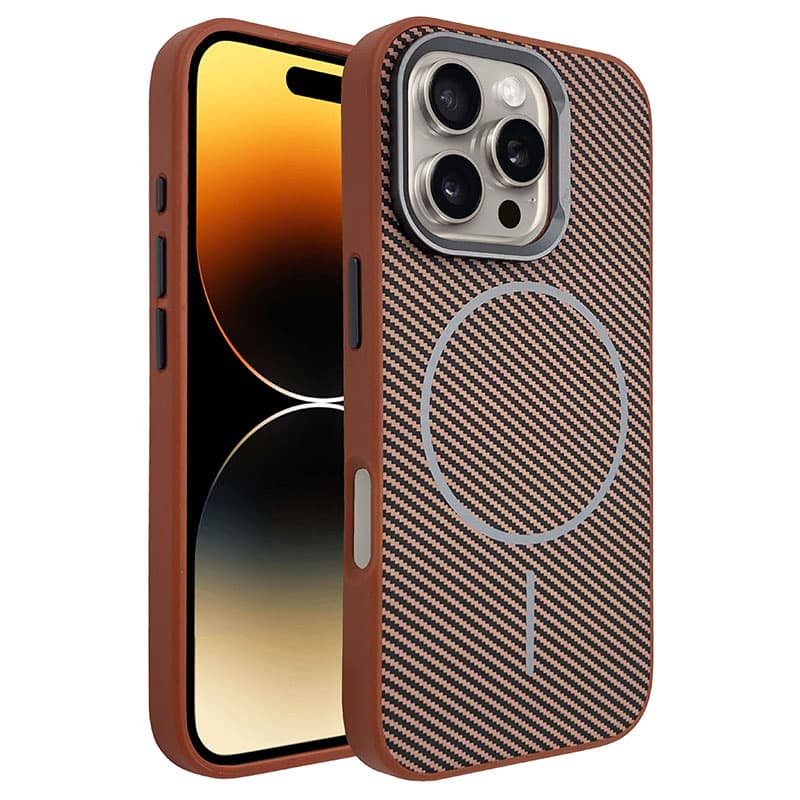 Husa MagFiber » iPhone 16, Carbon MagCase, AntiShock, Brown 1