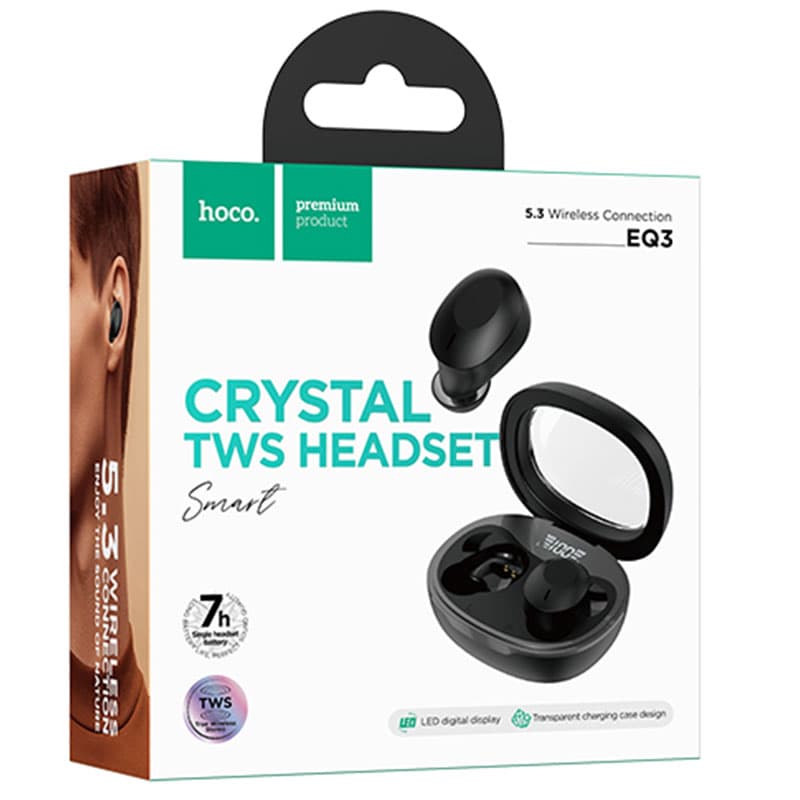 Hoco (EQ3) - Casti Wireless, Ear Buds, BT 5.3, 150h StandBy, 300mAh, Smart True, Black 1