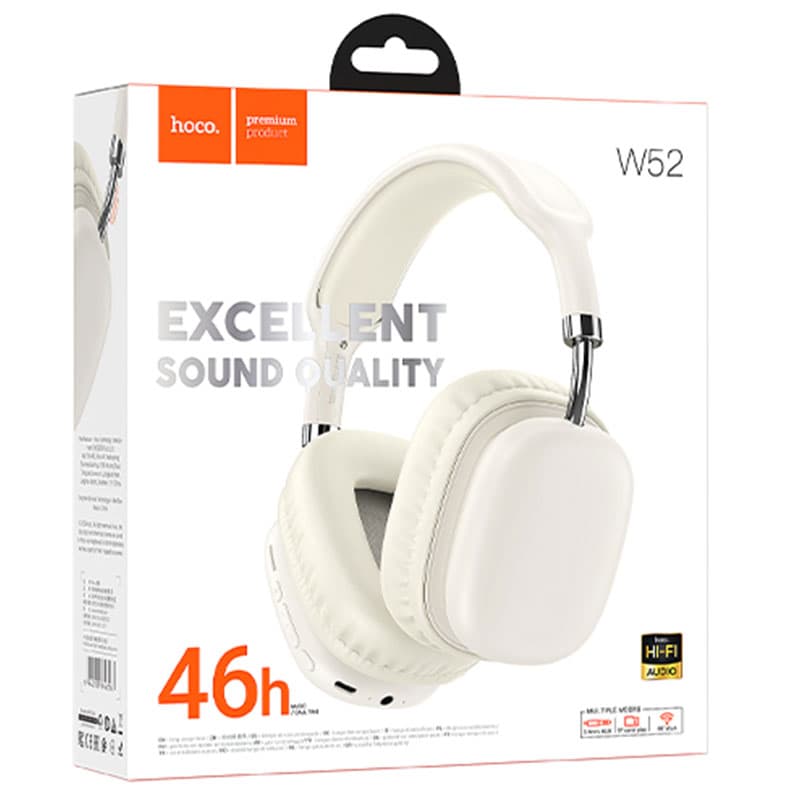 Hoco (W52) - Casti Wireless, Over Ear, BT, Milky White 1