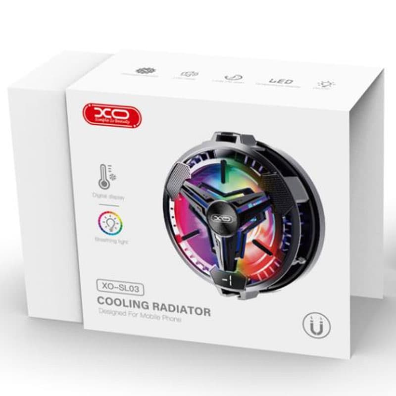 XO (SL03) - Cooler/Ventilator pentru spate telefon, afisaj temperatura, Ambinet Light, Black 1