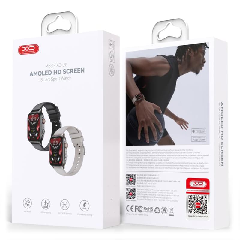 XO (J9) - Ceas SmartWatch, Amoled, BT 5.0, 250mAh, Chu Bird, Square Sport, Silver 1