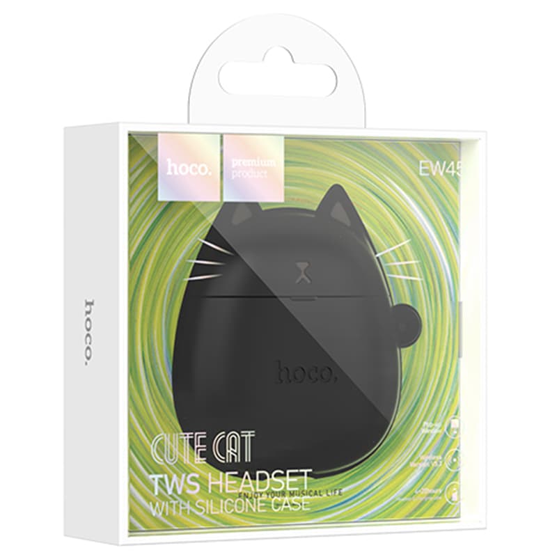 Hoco (EW45) - Casti Wireless, Ear Buds, BT 5.3, 200mAh, + Husa CatCase, Magic/Black 1