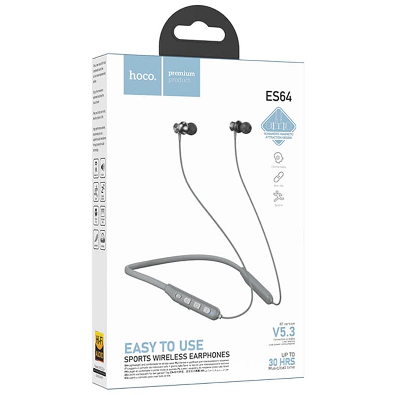 Hoco (ES64) - Casti Wireless, InEar, Neck-Mount, BT 5.3, 200mAh, 30h, GREY 1