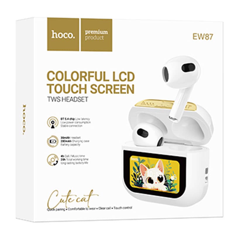 Hoco (EW87) - Casti Wireless, 280 mAh, funcții multiPhonele, White 1