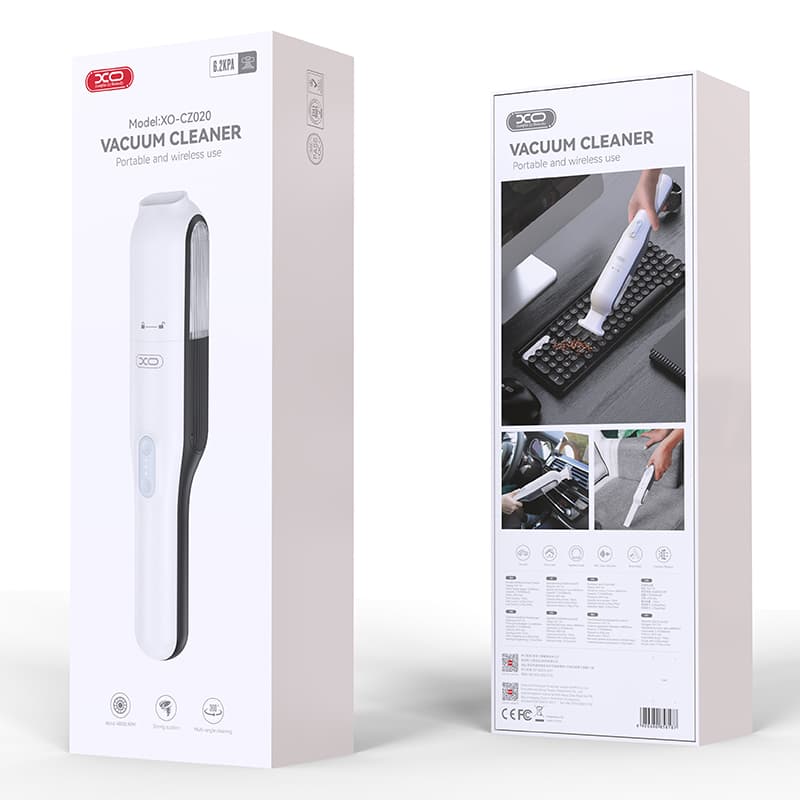 XO (CZ020) - Aspirator portabil, auto/casa, 5000mAh, motor cu perii, capacitate 150ml, filtru, White 1