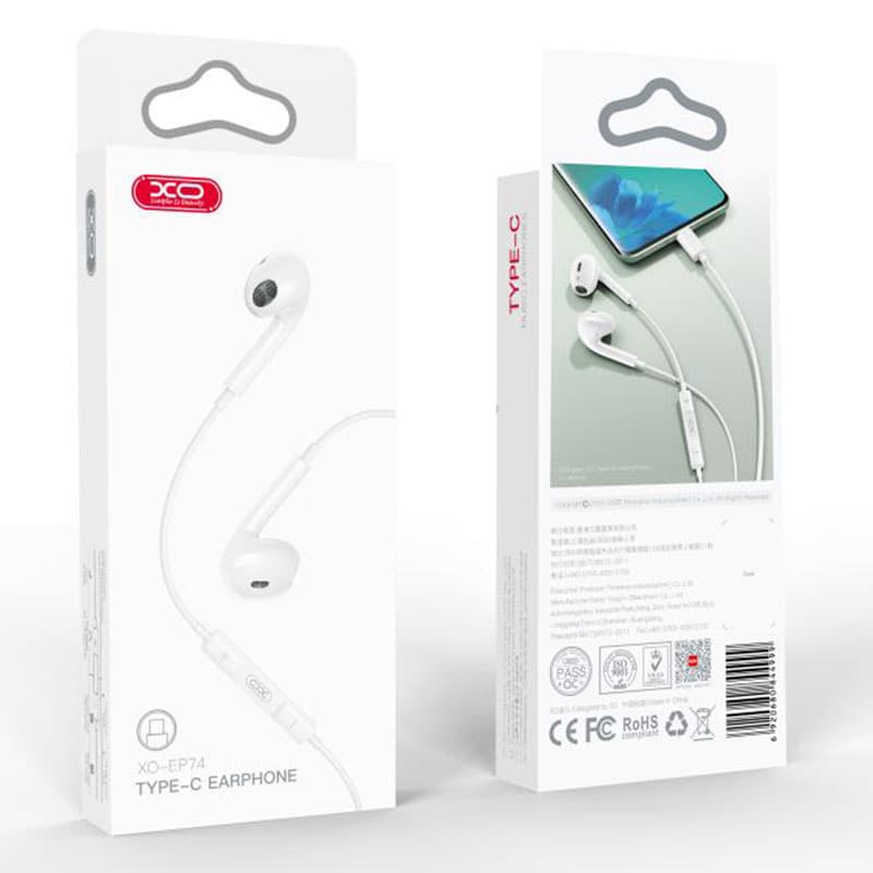 XO (EP74) - Casti cu Fir, In Ear, USB-C, 1.2m, Mic &amp; Volume Key, HiFi, White 1