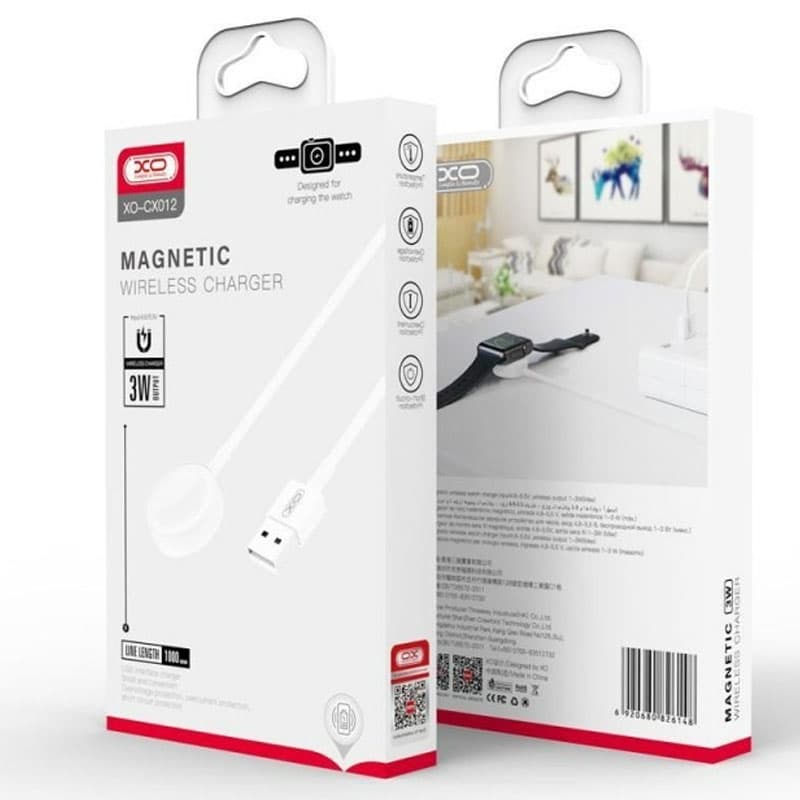 XO (CX012) - Incarcator Wireless, iWatch, 3W, Qi Charging, Cablu USB-A, 1m, White 1