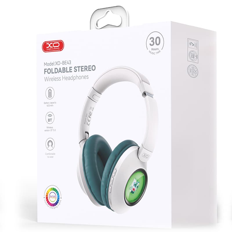 XO (BE43) - Casti Wireless, On Ear, BT 5.3, 600mAh, Green 1