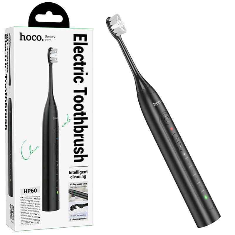 Hoco (HP60) - Periuță electrică de dinți, moduri multiPhonele, 4 capete, Black