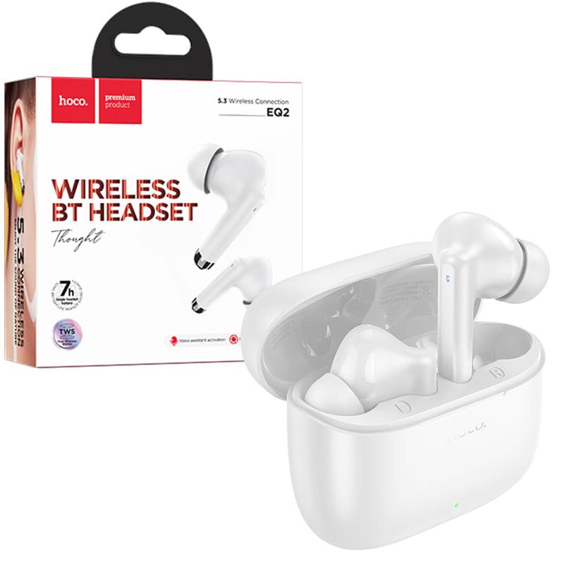 Hoco (EQ2) - Casti Wireless, Ear Buds, BT 5.3, 180h StandBy, 300mAh, Thought, White 1