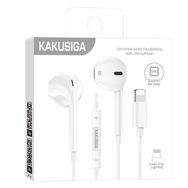 Kaku (KSC-1299) - Casti cu Fir, In Ear, Lightning, 1.2m, Mic &amp; Volume Key, White 1