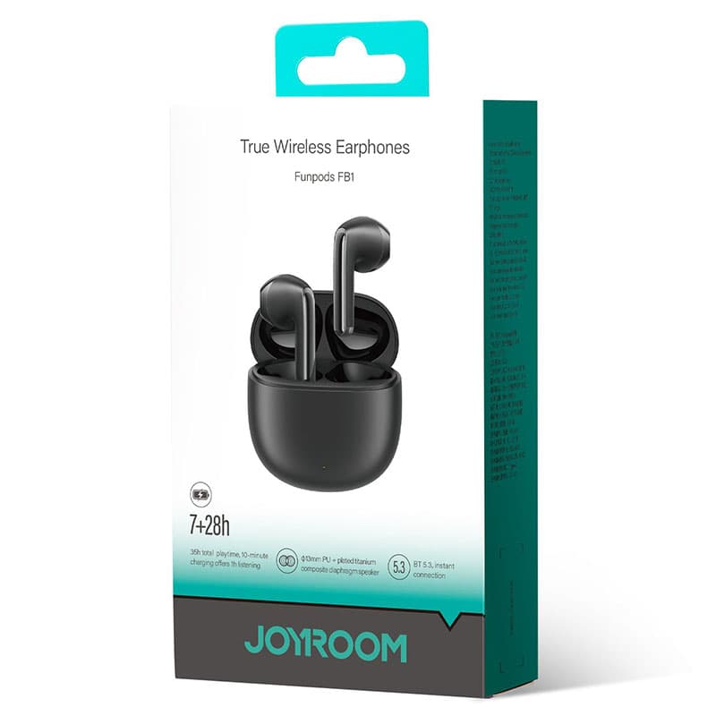 Joyroom (JR-FB1) - Casti Wireless, Ear Buds, BT 5.3, StandBy, 400mAh, Husa Silicon, Black 1