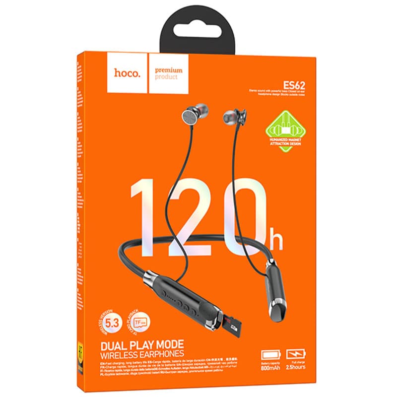Hoco (ES62) - Casti Wireless, In Ear, BT 5.4, 280mAh, Neck-Mount, Grey 1